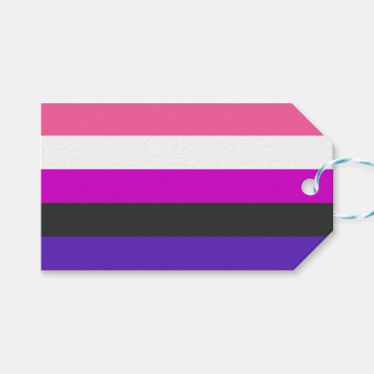 Genderfluid-Strichflagge Geschenkanhänger (Vorderseite (Horizontal))