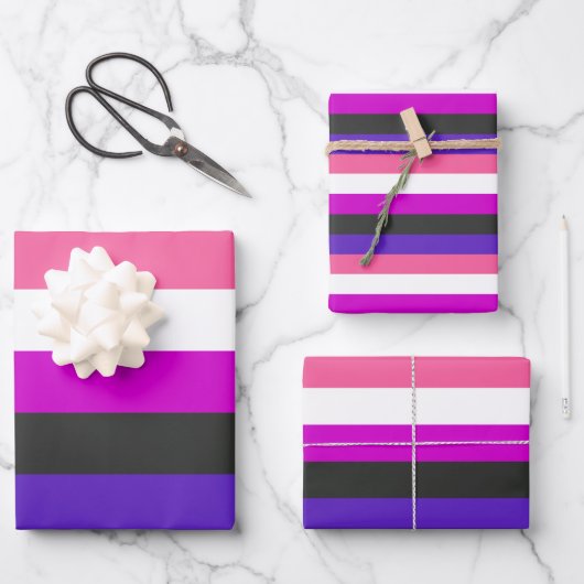 Genderfluid-Strichflagge Geschenkpapier Set (Vorderseite)
