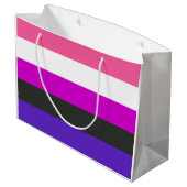 Genderfluid-Strichflagge Große Geschenktüte (Rückseite Schrägansicht)