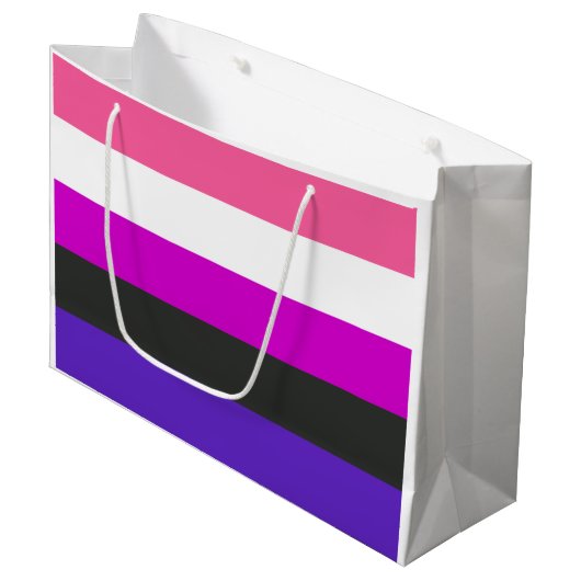 Genderfluid-Strichflagge Große Geschenktüte (Vorderseite Schrägansicht)
