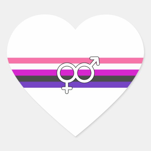 Genderfluid-Strichflagge Herz-Aufkleber (Vorderseite)