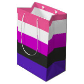 Genderfluid-Strichflagge Mittlere Geschenktüte (Rückseite Schrägansicht)