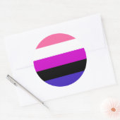 Genderfluid-Strichflagge Runder Aufkleber (Umschlag)