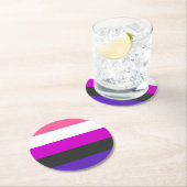 Genderfluid-Strichflagge Runder Pappuntersetzer (Vor Ort)
