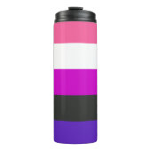 Genderfluid-Strichflagge Thermosbecher (Vorderseite)