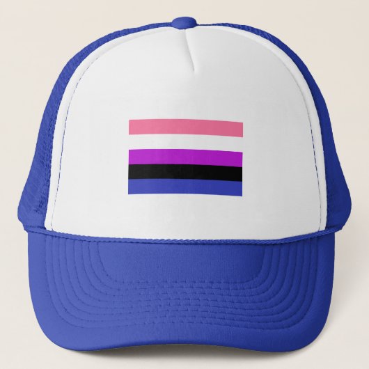 Genderfluid-Strichflagge Truckerkappe (Vorderseite)