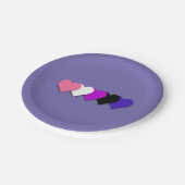 Genderfluidität stolz Herzen Papier Teller (Schrägansicht)
