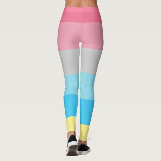 Genderflux Flag Rosa Blau Grau Gelb Streifen LGBT Leggings (Rückseite)
