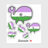 Genderqueer Beunruhigte, aber stolze Whale-Aufkleb Aufkleber (Blatt)