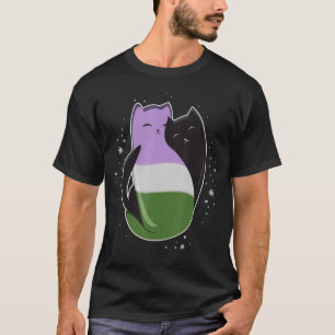Genderqueer Cat LGBT Prilag Flag Nichtbinäres Tran T-Shirt