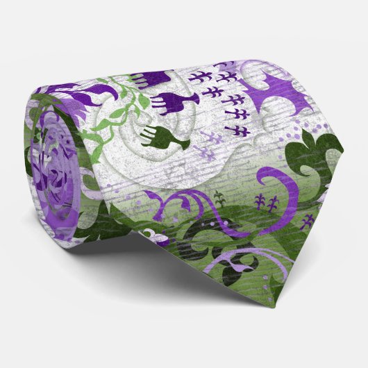 Genderqueer Dragon Damask - Genderqueer Pride Flag Krawatte (Gerollt)