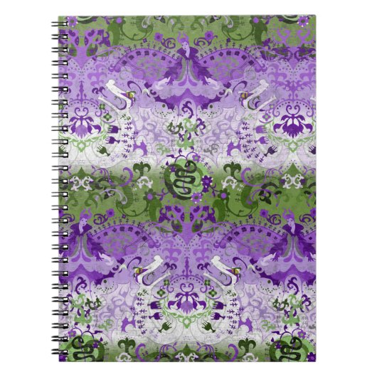 Genderqueer Dragon Damask - Genderqueer Pride Flag Notizblock (Vorderseite)