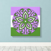 Genderqueer Flag Colors Floral Mandala LGBT Leinwanddruck (Insitu (Holzboden))