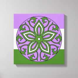 Genderqueer Flag Colors Floral Mandala LGBT Leinwanddruck