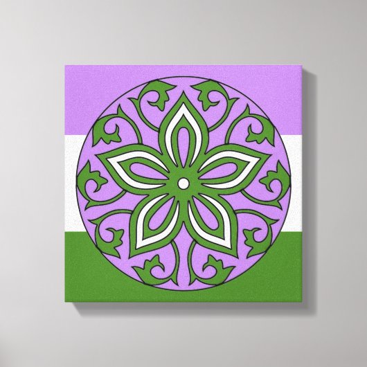 Genderqueer Flag Colors Floral Mandala LGBT Leinwanddruck (Vorderseite)