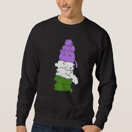 Genderqueer Flag Genderqueer Cat Pride Sweatshirt (Vorderseite)