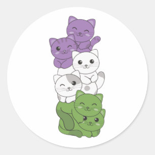 Genderqueer Flag Kat Pride Lgbtq Niedlich Cat Clas Runder Aufkleber