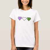 Genderqueer Flag Pixel Herz T-Shirt (Vorderseite)