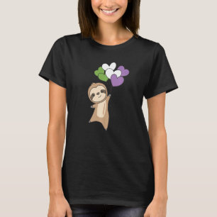 Genderqueer Flag Pride Lgbtq Balloon Hearts Sloth T-Shirt
