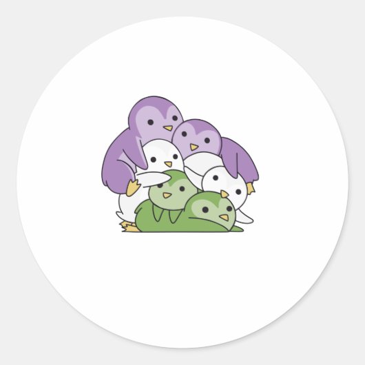 Genderqueer Flag Pride Lgbtq Niedlich Pinguin Runder Aufkleber (Vorderseite)