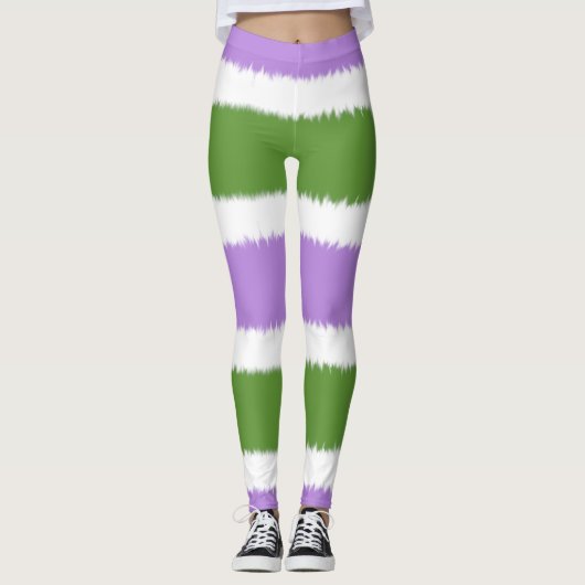 Genderqueer Flag Wide Strip Leggings (Vorderseite)