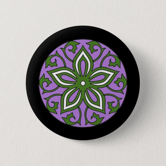 Genderqueer Flagge färbt BlumenMandala LGBT Button (Vorderseite)