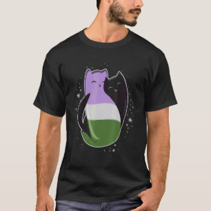 Genderqueer Katze LGBT-Stolzflagge Nonbinary Trans T-Shirt