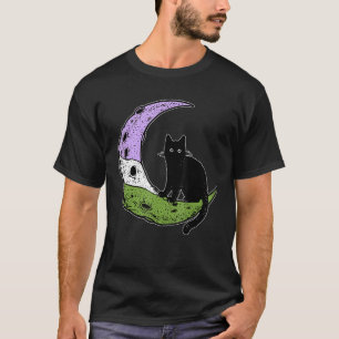 Genderqueer Moon Space Cat Pride Flag LGbt Subtil T-Shirt