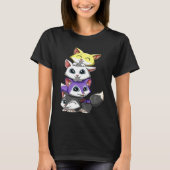 Genderqueer Nonbinary Pride LGBTQ Foxes T-Shirt (Vorderseite)