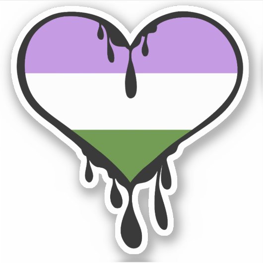 Genderqueer Pride Dripping Herz Aufkleber (Vorderseite)