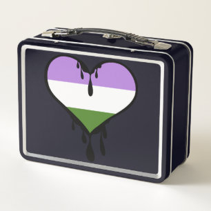 Genderqueer Pride Dripping Herz Metall Brotdose