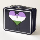 Genderqueer Pride Dripping Herz Metall Brotdose (Vorderseite)