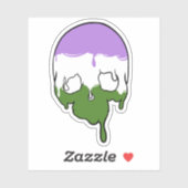 Genderqueer Pride Driving Skull Aufkleber (Blatt)