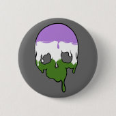 Genderqueer Pride Driving Skull Button (Vorderseite)