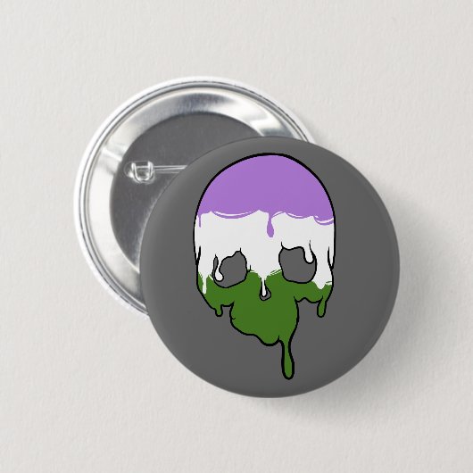 Genderqueer Pride Driving Skull Button (Vorne & Hinten)