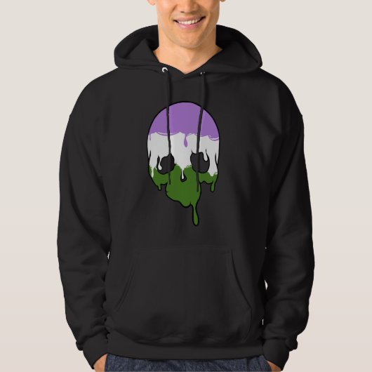 Genderqueer Pride Driving Skull Hoodie (Vorderseite)