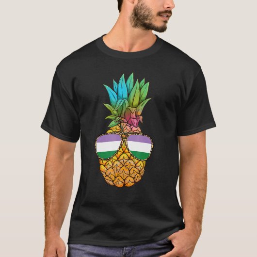 Genderqueer Pride Flag Ananas Genderqueer T-Shirt (Vorderseite)