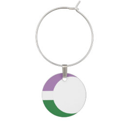 Genderqueer Pride Flag Crescent Moon Wine Charm Glasmarker