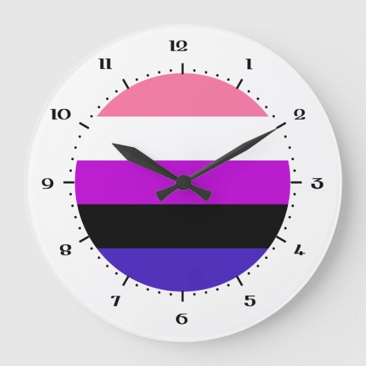 Genderqueer Pride Flag Große Uhr (Vorderseite)