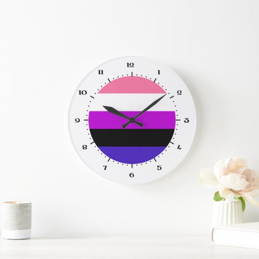 Genderqueer Pride Flag Große Uhr (Zuhause)