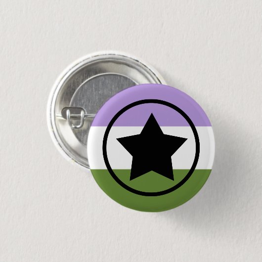 Genderqueer Pride Flag mit einem Stern in einem Kr Button (Vorne & Hinten)