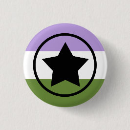 Genderqueer Pride Flag mit einem Stern in einem Kr Button