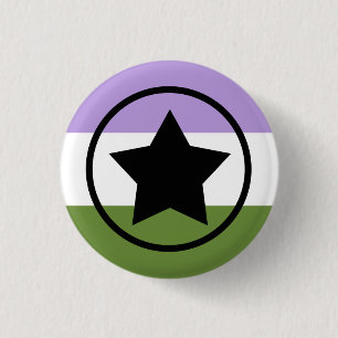 Genderqueer Pride Flag mit einem Stern in einem Kr Button