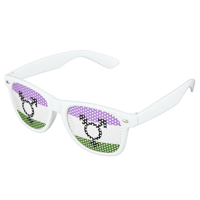 Genderqueer Pride Flag Partybrille (Schrägansicht)