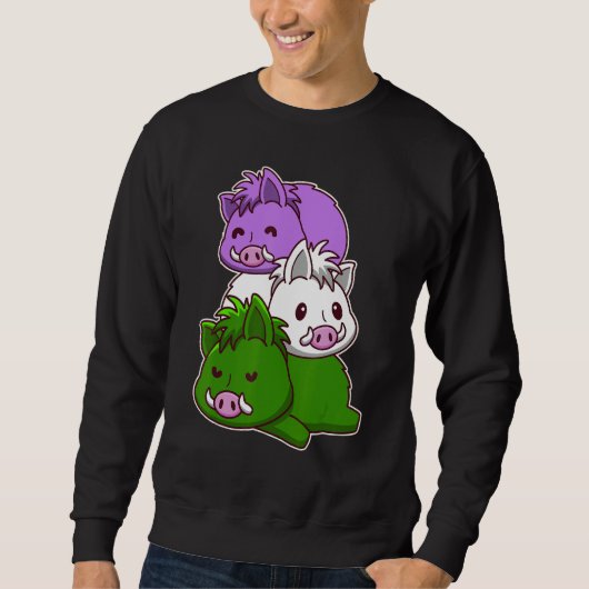 Genderqueer Pride Flag Wild Boars Sweatshirt (Vorderseite)
