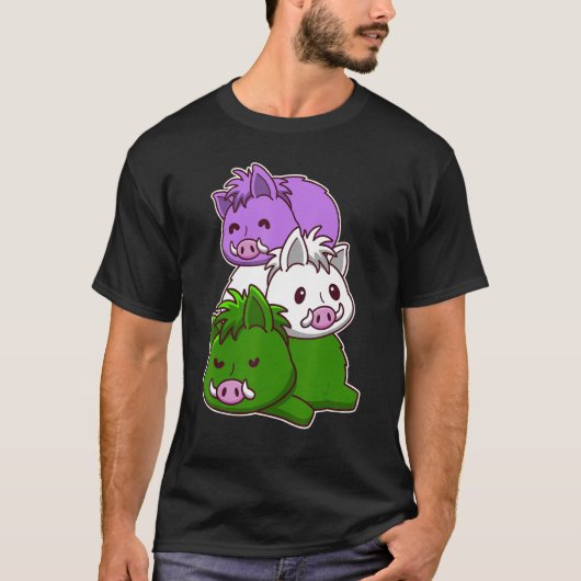 Genderqueer Pride Flag Wild Boars T-Shirt (Vorderseite)
