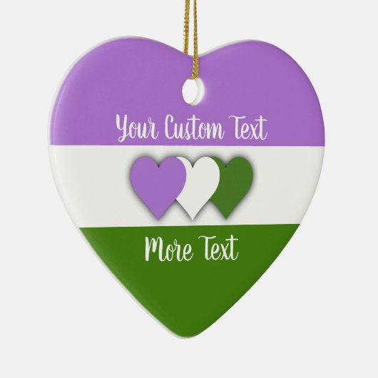 Genderqueer pride flag with text ceramic ornament (Rechts)