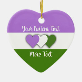 Genderqueer pride flag with text ceramic ornament