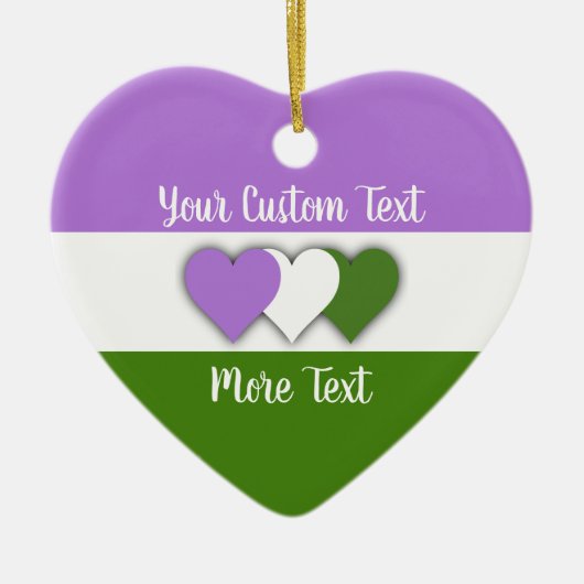 Genderqueer pride flag with text ceramic ornament (Vorne)