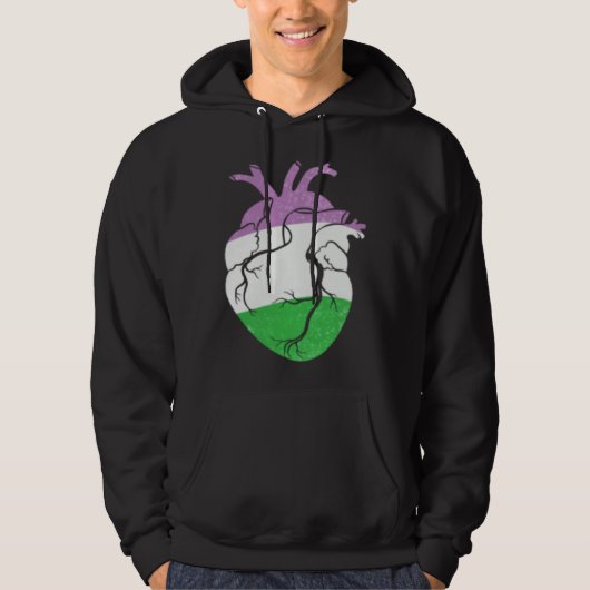 Genderqueer Pride Heart Flag Hoodie (Vorderseite)
